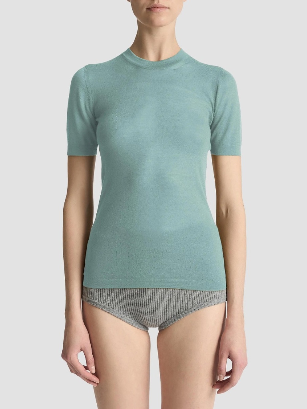 Malo - Cashmere Short-Sleeve Top in Tuscan Mint